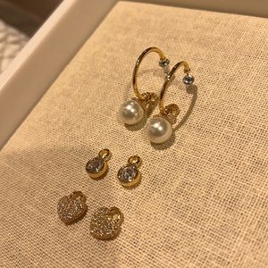 Origami Owl Gold Hoop Earring Set (wear 4 ways)